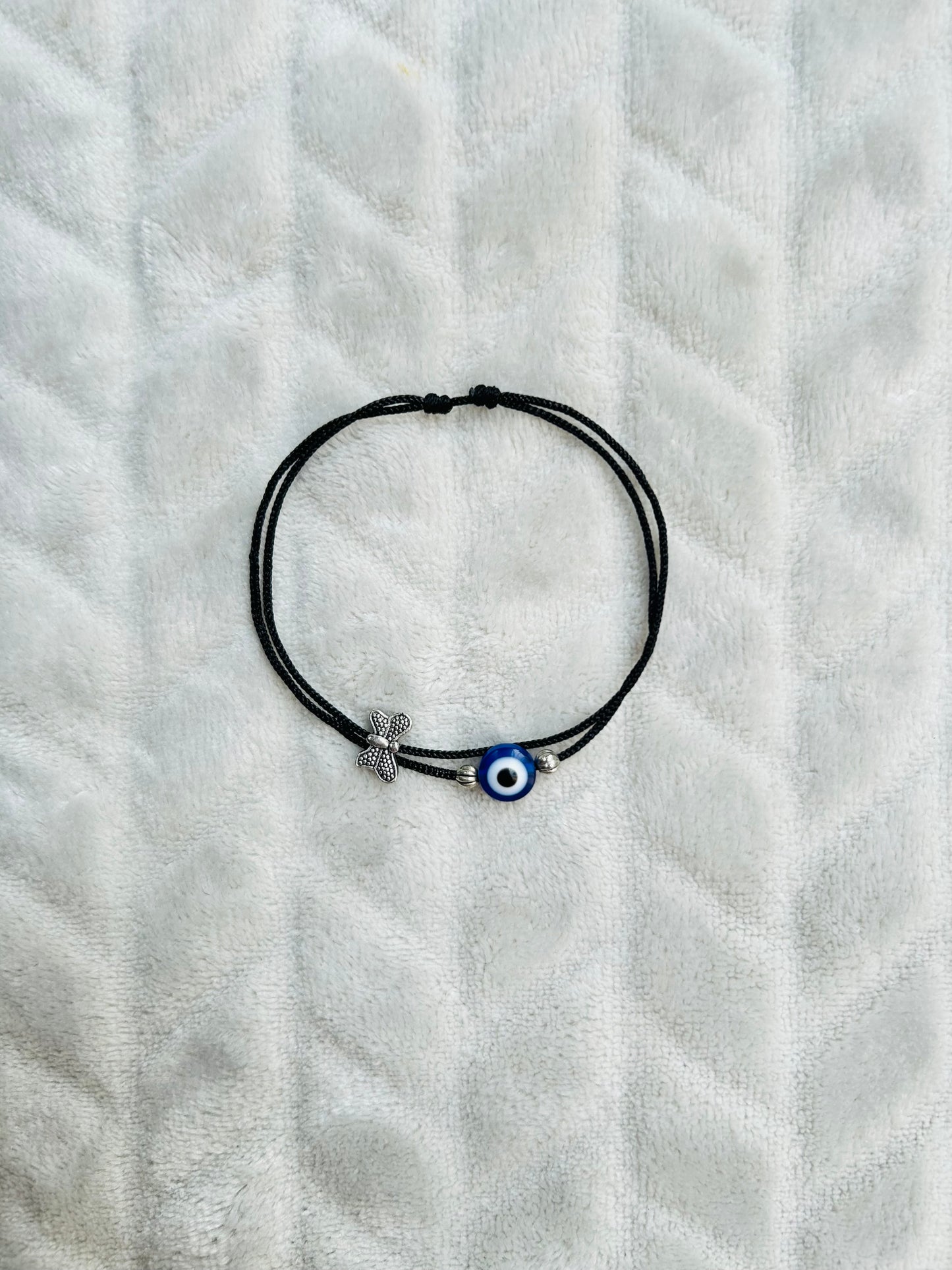 Butterfly- Evileye with silver beads anklet