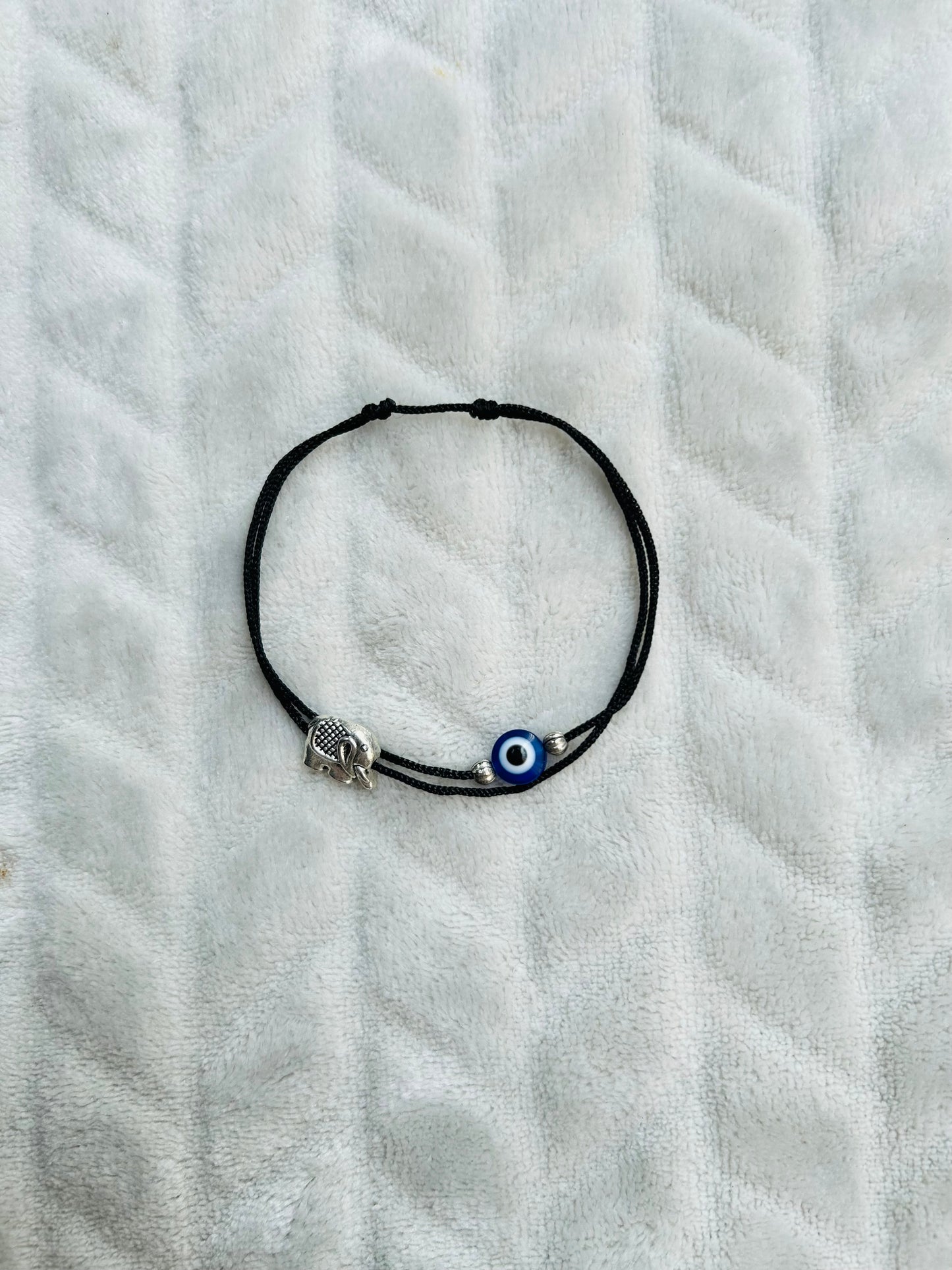 Elephant - Evileye with silver beads anklet
