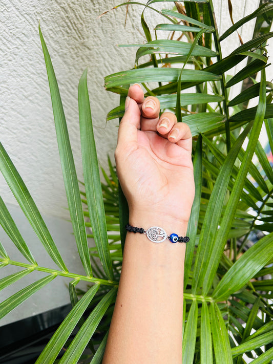 Tree of love pendant with evileye couple bracelet