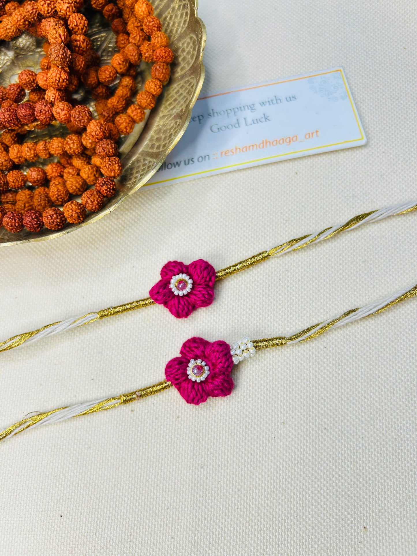 Flower Crochet Couple Rakhi