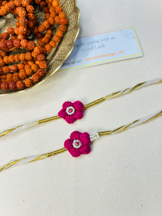 Flower Crochet Couple Rakhi