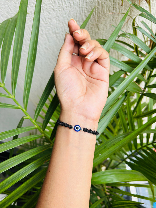 Evil eye with beads adjustable bracelet