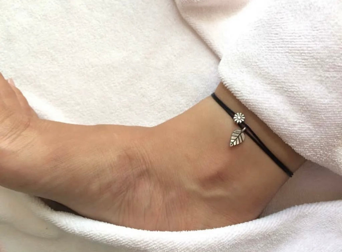 Leaf with sunflower Anklet