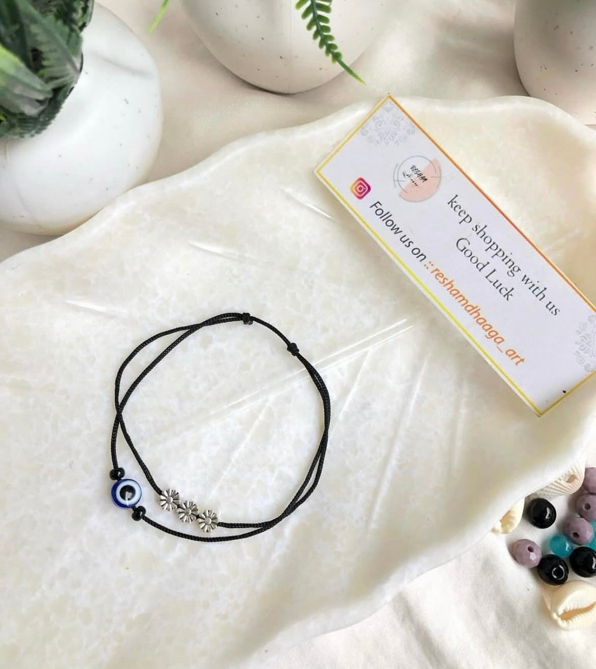 Evileye with flowers and beads anklet