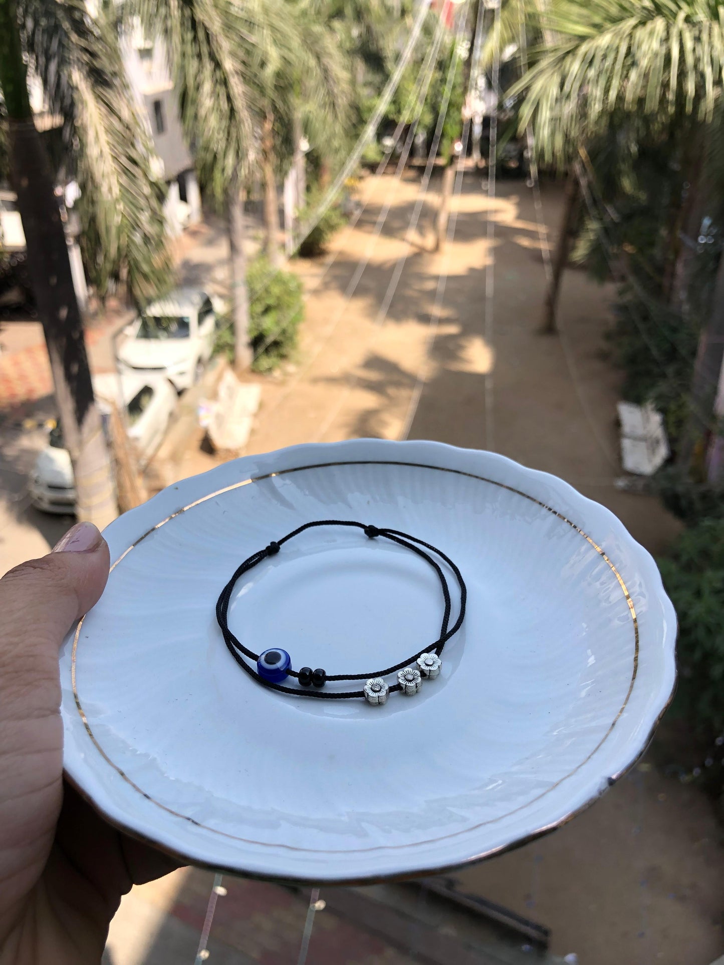 Evileye with beads and flowers ankelt