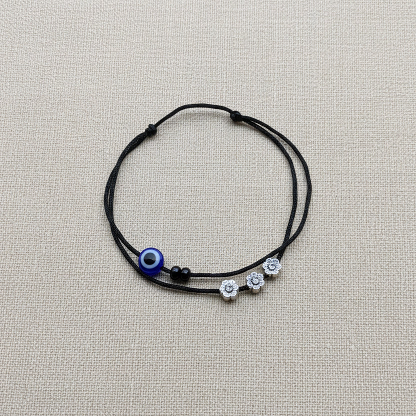 Evileye with beads and flowers ankelt