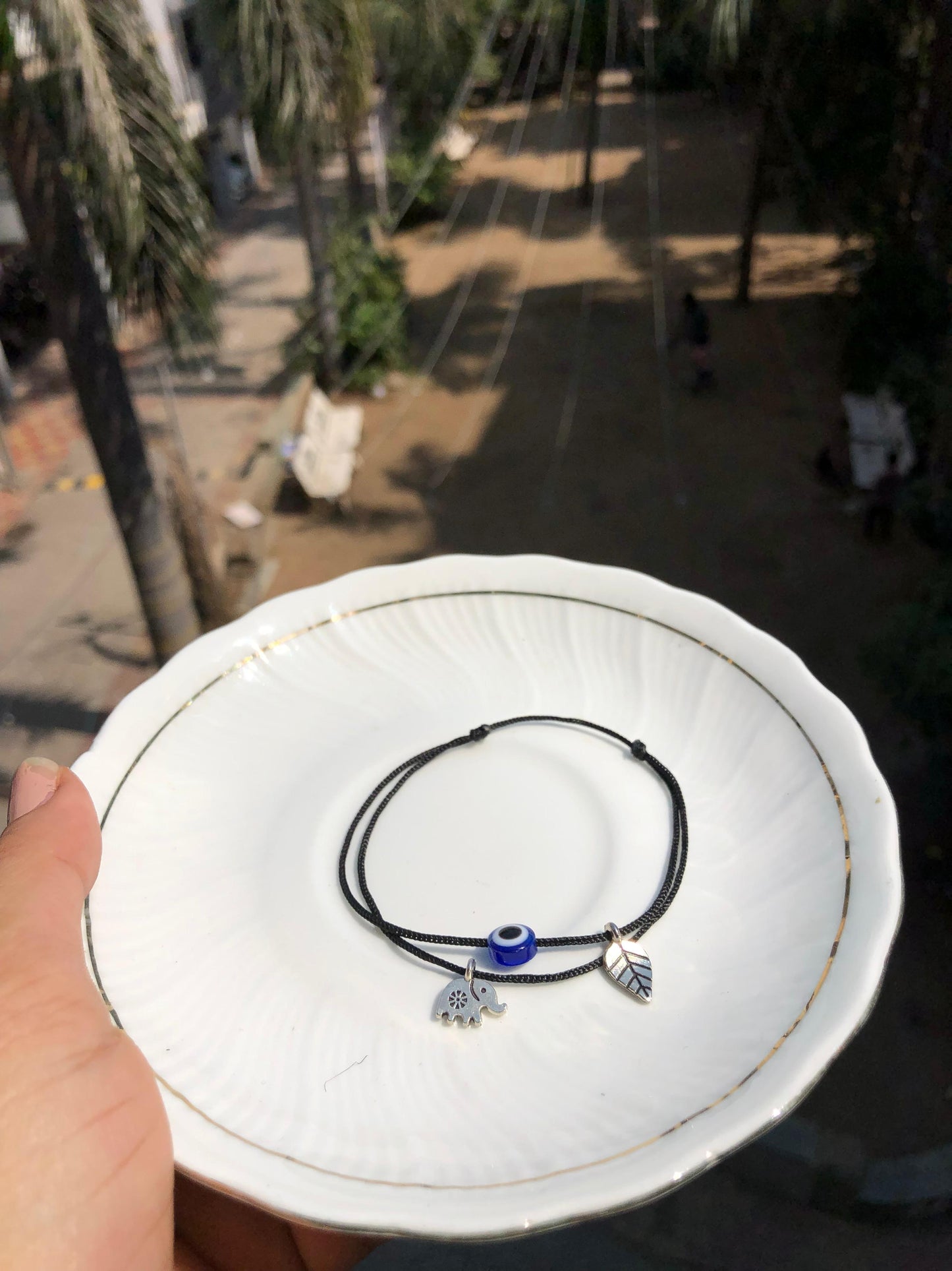 Evileye with elephant and leaf anklet