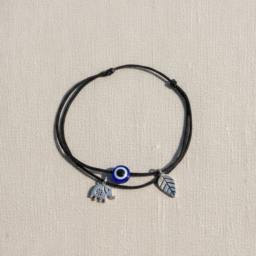 Evileye with elephant and leaf anklet
