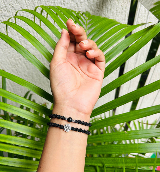 Beads and Flower Adjustable bracelet