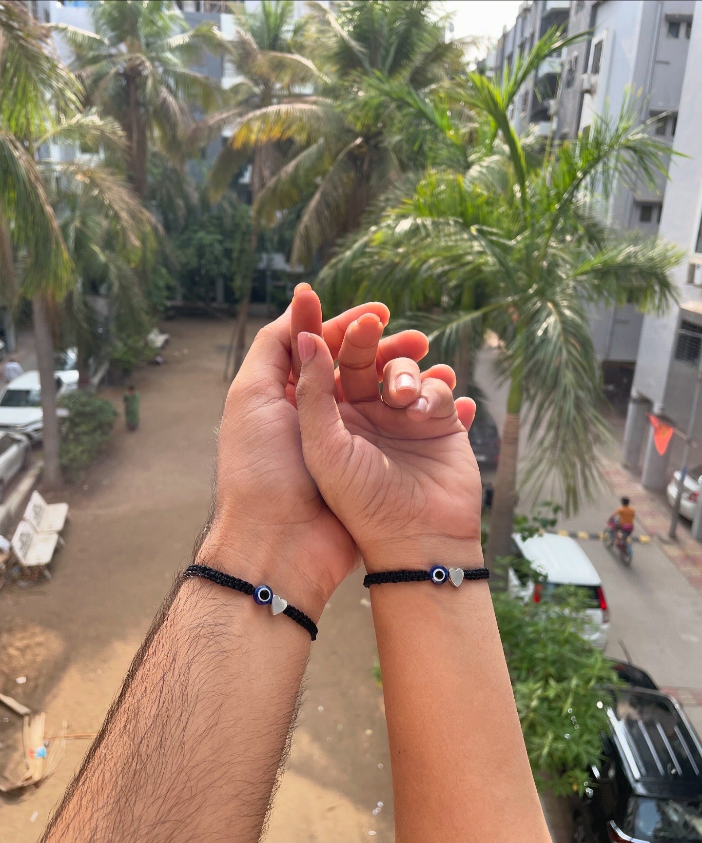 Heart with evil eye Couple Bracelet Combo