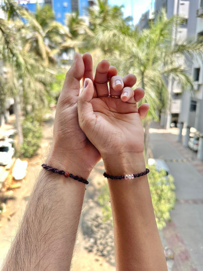 Rudraksh and crystal couple bracelet