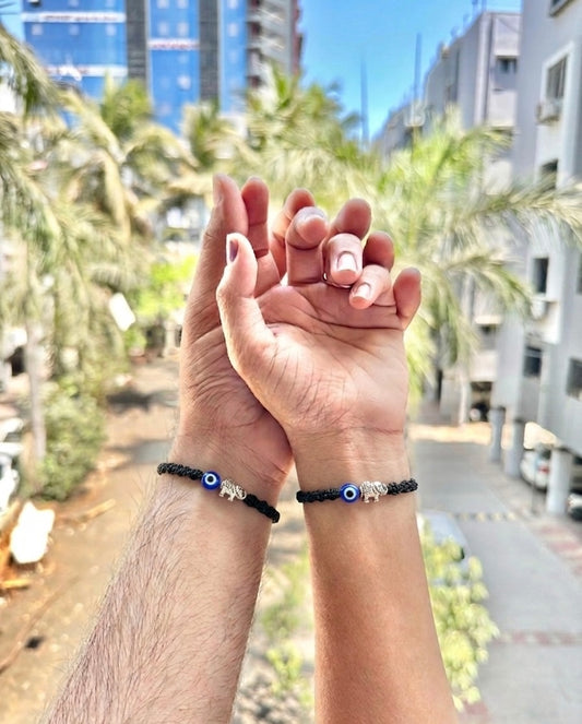Elephant with evileye couple bracelet