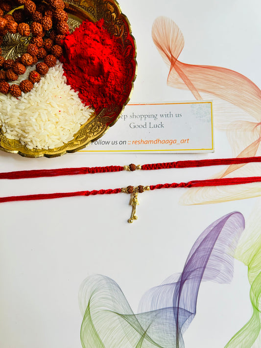 Rudraksh anti-tarnish couple rakhi