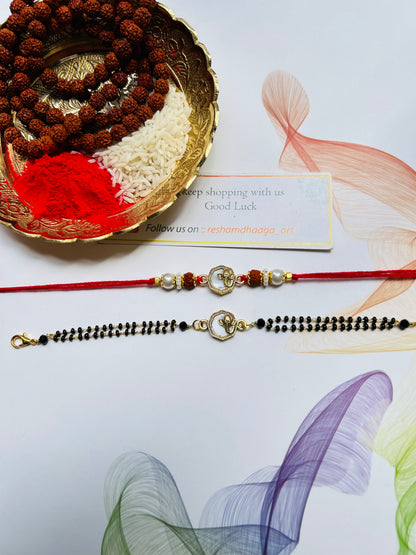Ganesha Mother Pearl Couple Rakhi