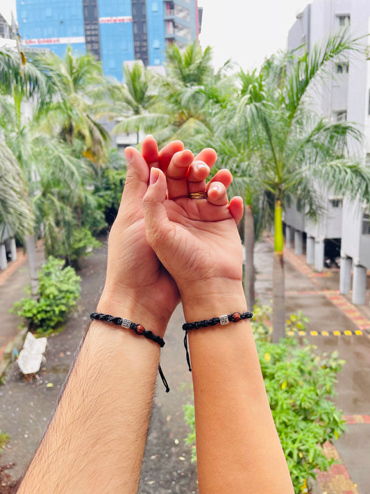 Swastik with Rudraksh Couple Bracelet