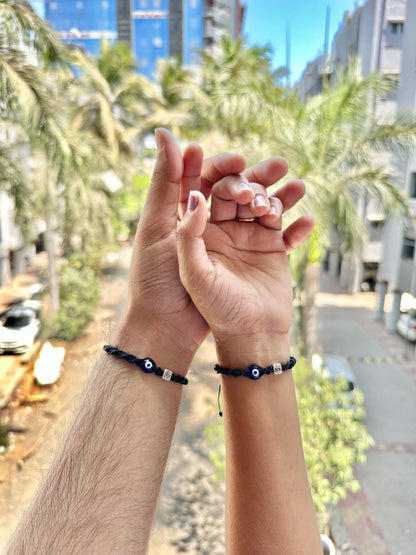 Om with evileye couple bracelet