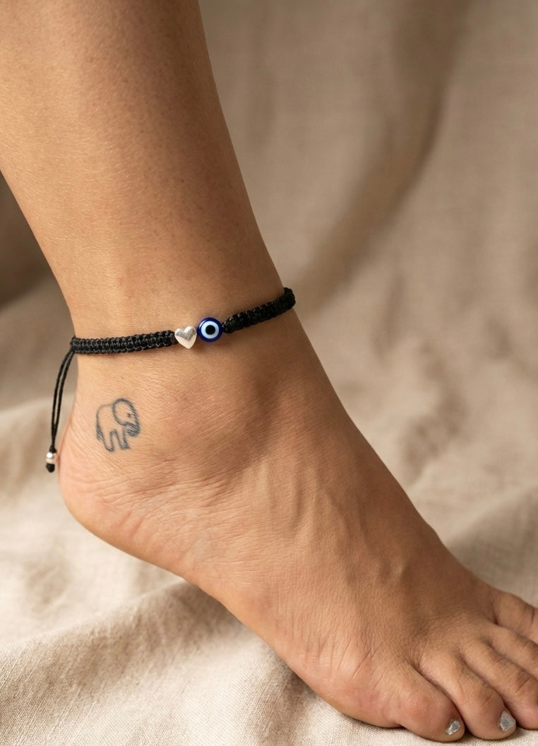 Heart with Evil eye Anklet
