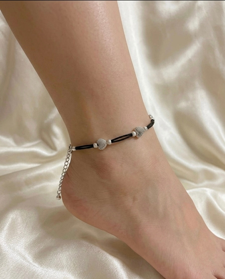 Heart with beads anklet