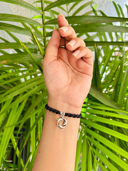 Dolphin with silver beads bracelet