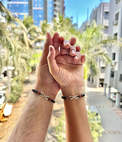 Infinity with Rudraksh couple bracelet