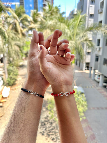 Infinity with beads couple bracelet