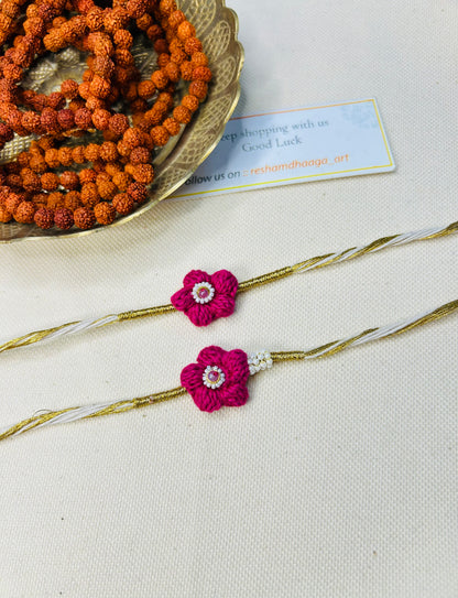 Flower Crochet Couple Rakhi