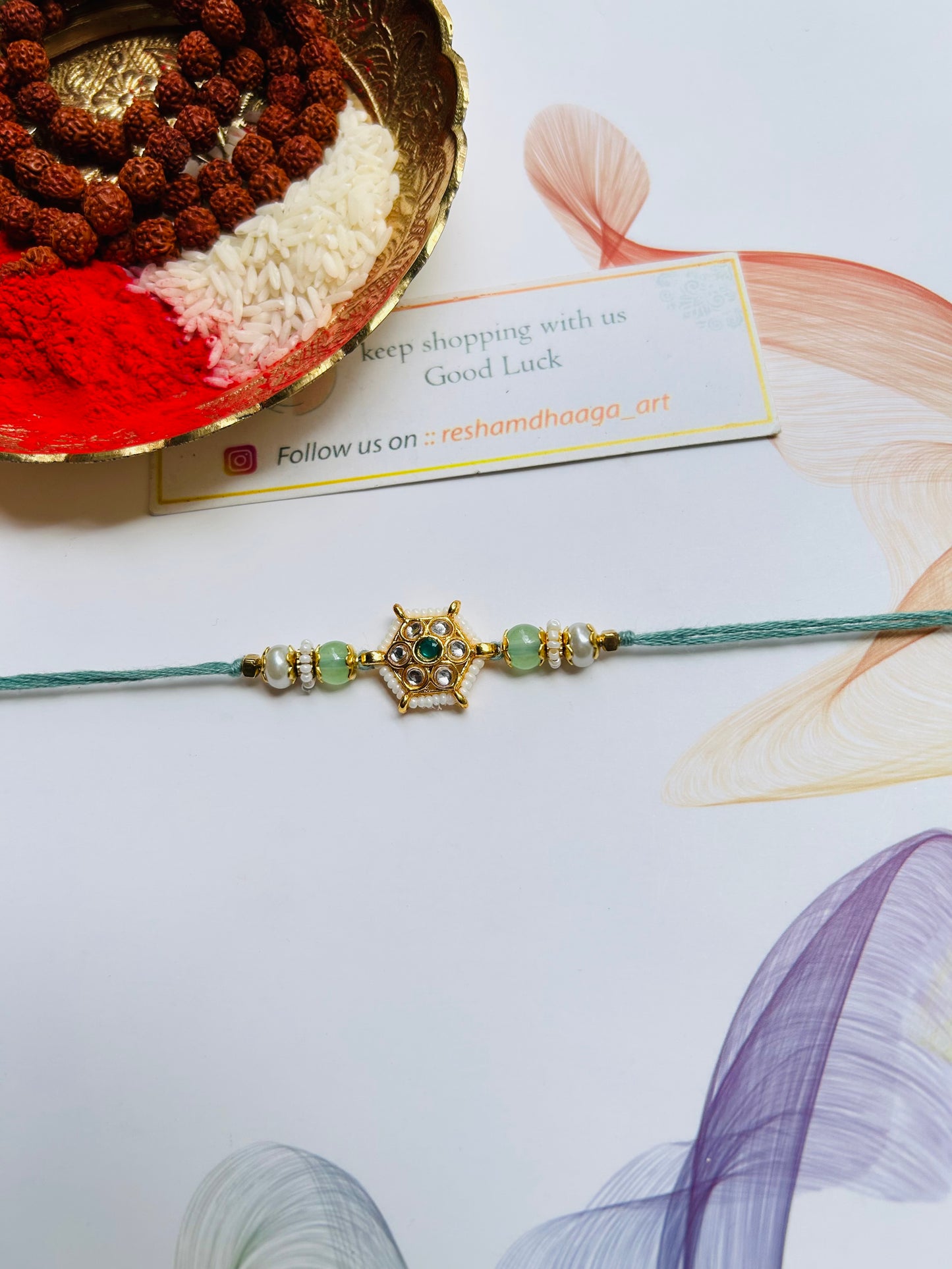 Green Kundan Rakhi