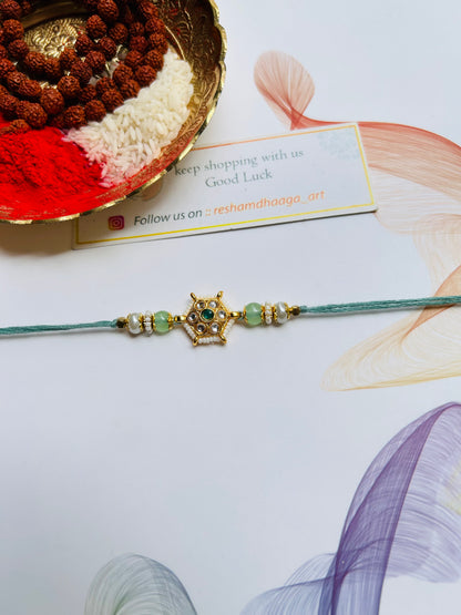 Green Kundan Rakhi