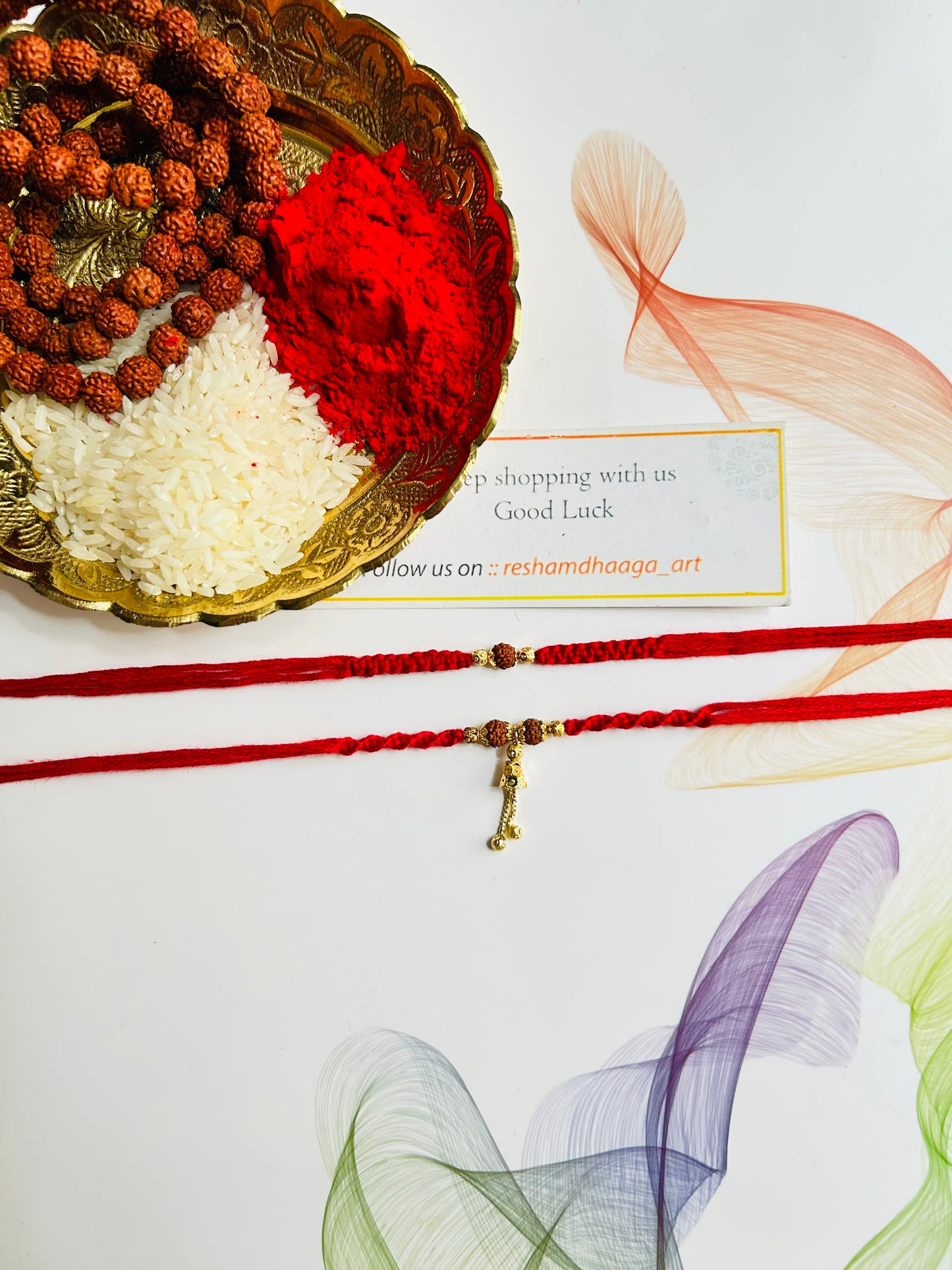 Rudraksh anti-tarnish couple rakhi