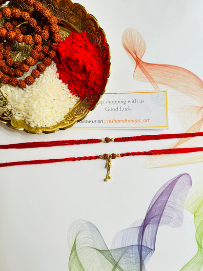 Rudraksh anti-tarnish couple rakhi