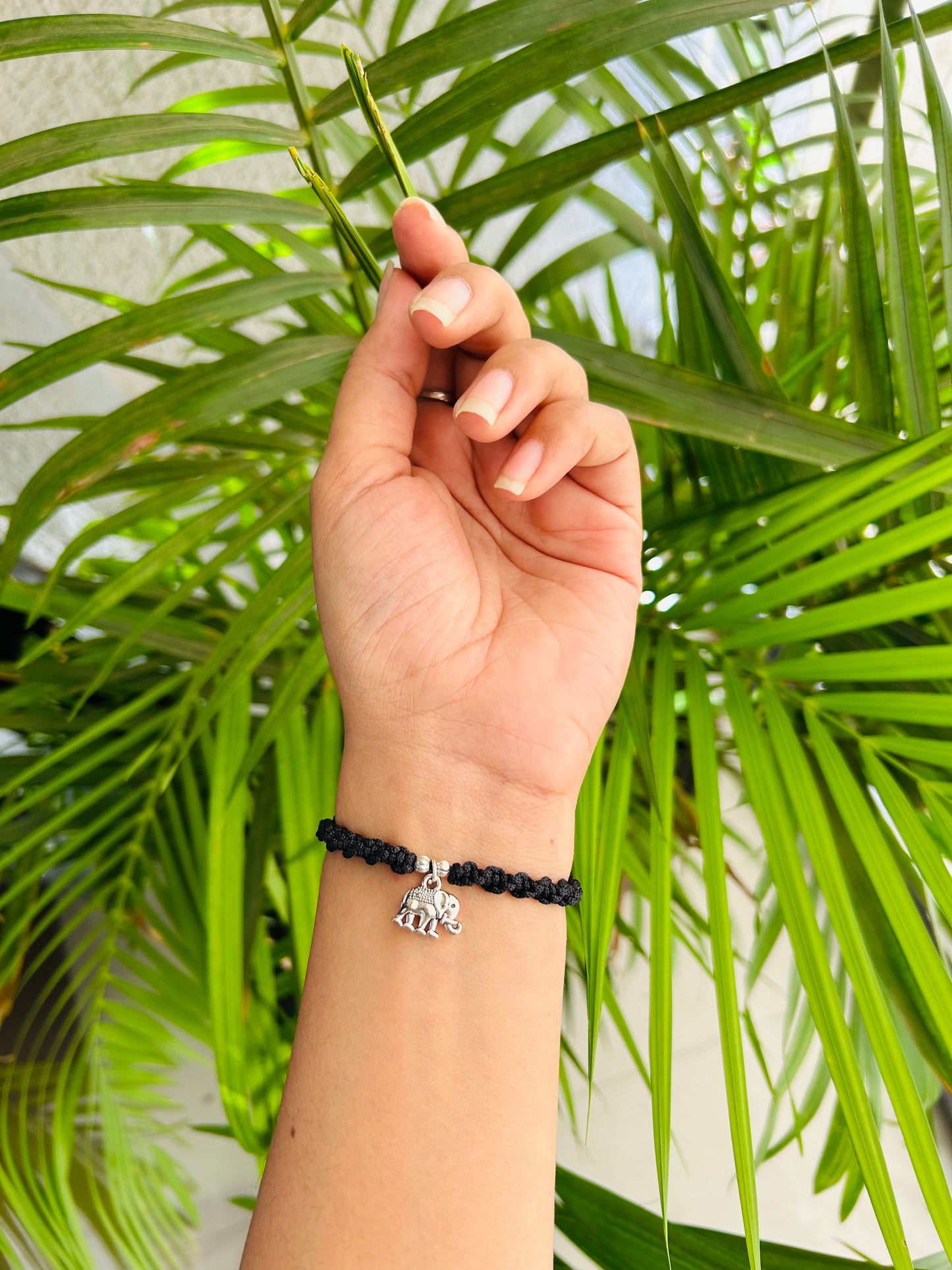 Hanging elephant with silver beads bracelet