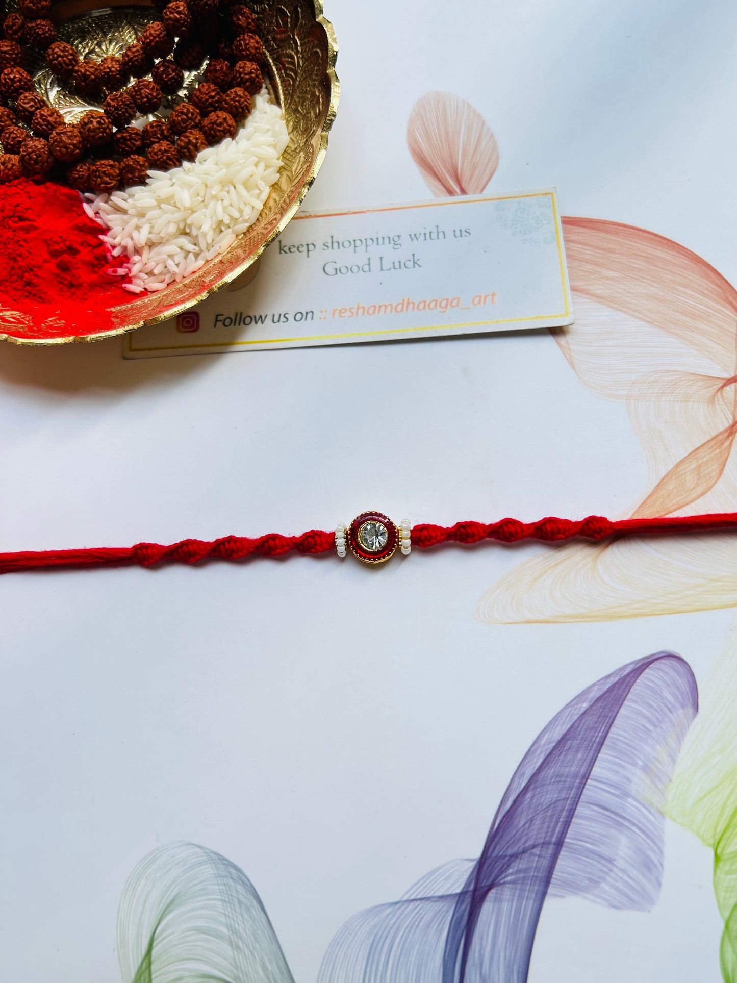 Red kundan Rakhi