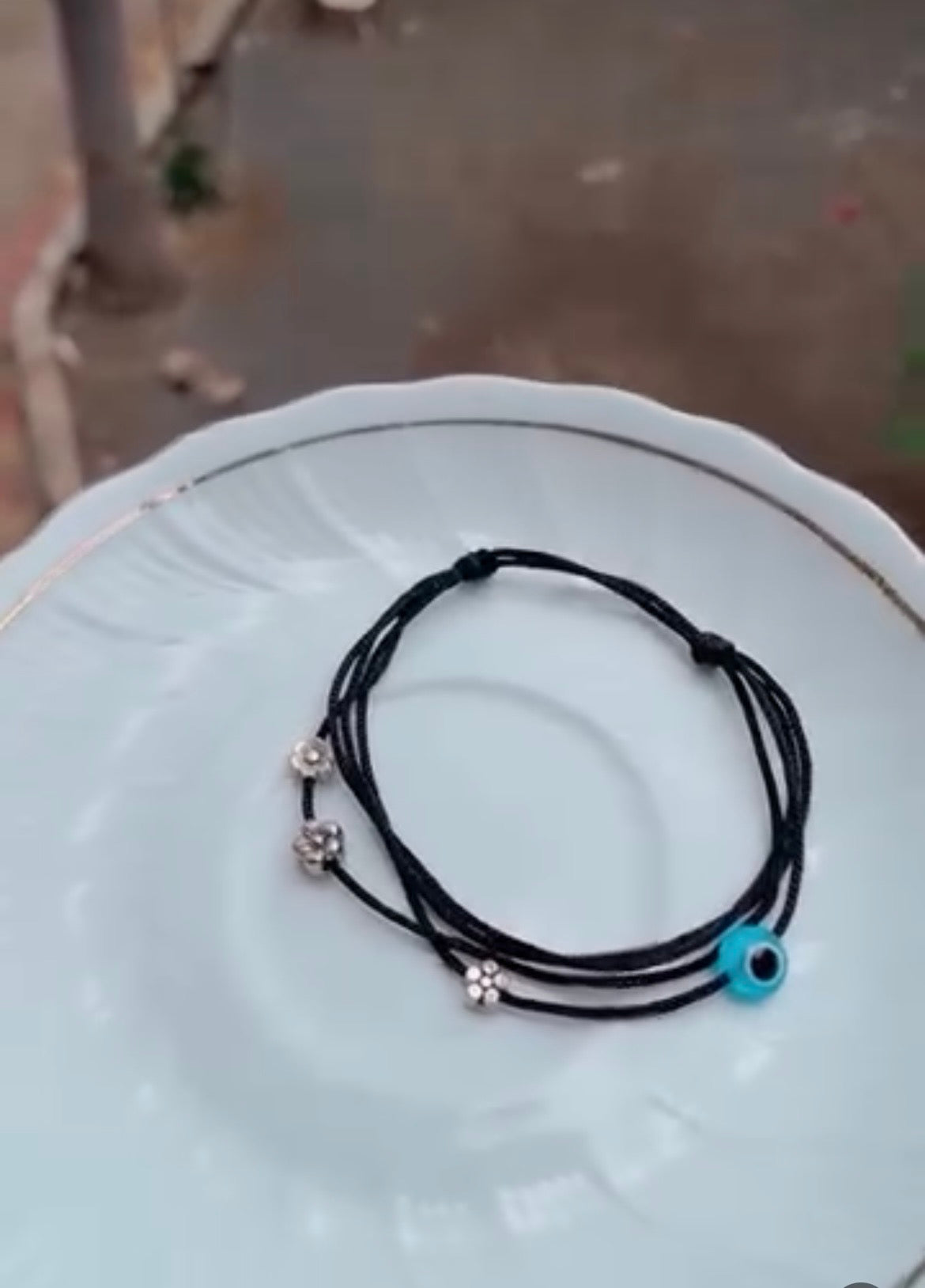 Multi thread black anklet