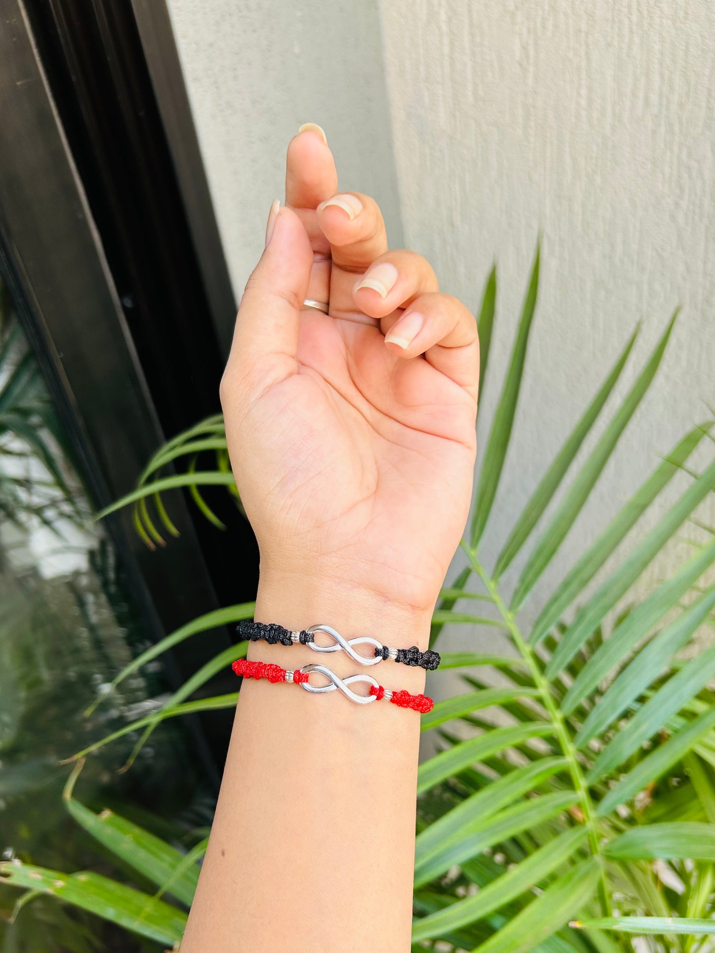 Infinity with beads couple bracelet
