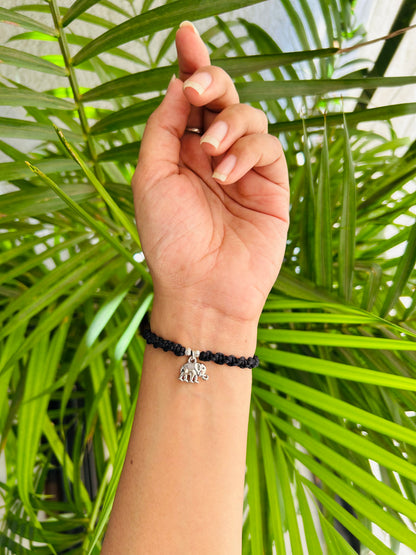 Hanging elephant with silver beads bracelet