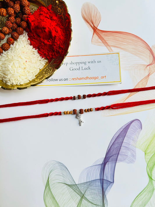 Rudraksh anti-tarnish couple rakhi