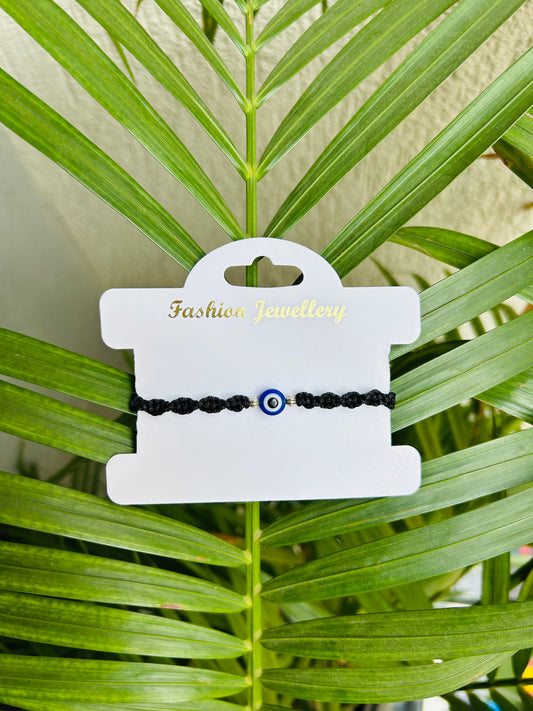 Evil eye with beads adjustable bracelet