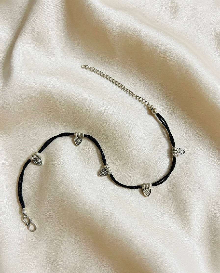 Hanging Heart with beads anklet