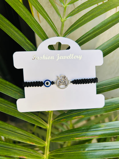 Om with evileye unisex adjustable bracelet
