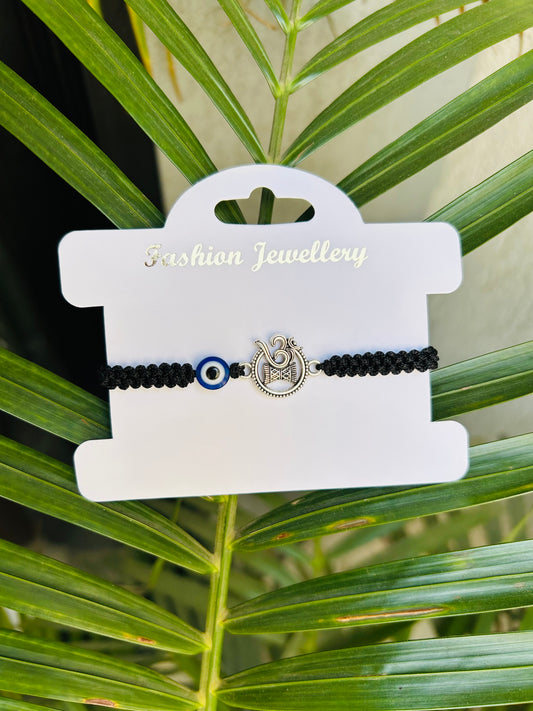 Om with evileye unisex adjustable bracelet
