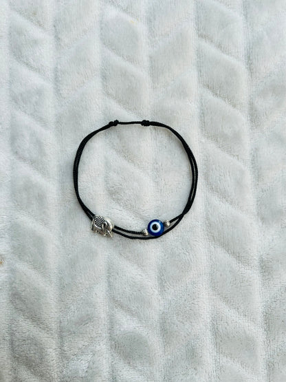 Elephant - Evileye with silver beads anklet