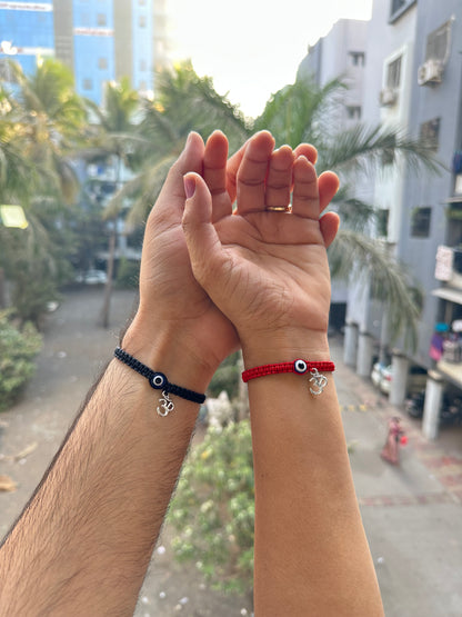 Om with Evil eye Couple Bracelet Combo
