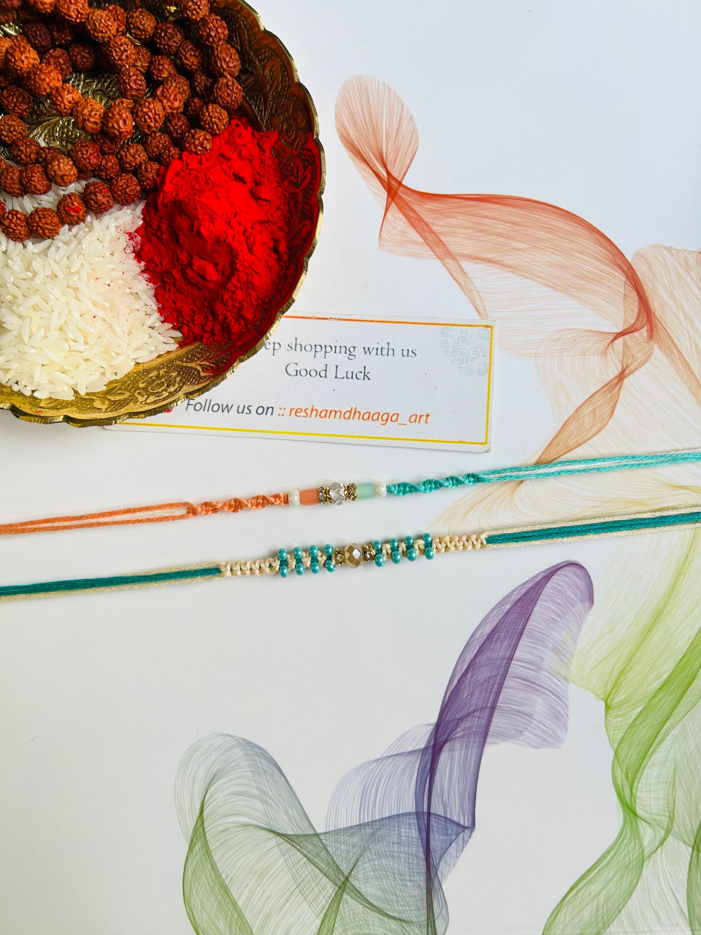 Beads with crystal couple rakhi