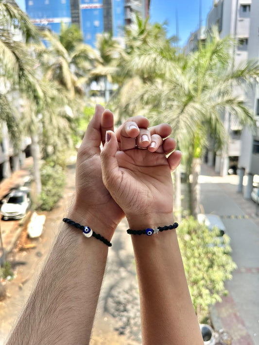 Star - Moon with evileye couple bracelet