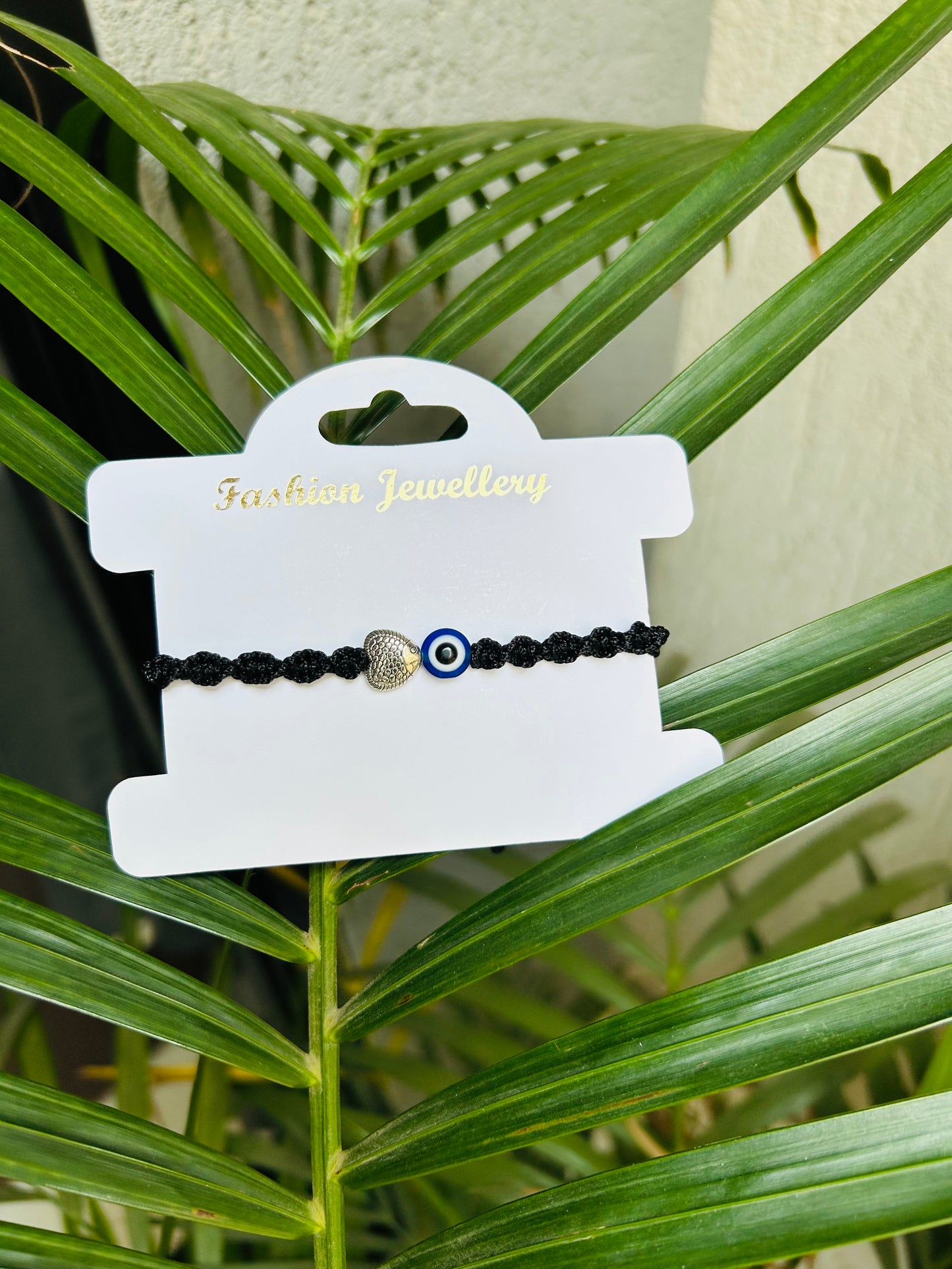 Heart shape fish with evileye unisex bracelet