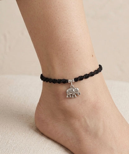Hanging elephant with beads adjustable anklet