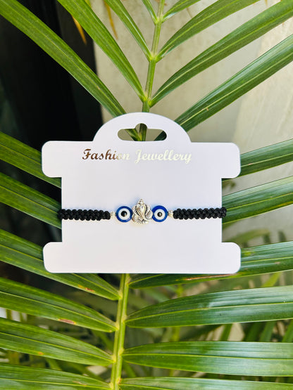 Ganesha with evileye adjustable unisex bracelet