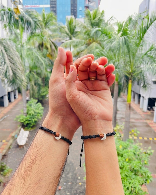 Rudraksh with Moon couple bracelet