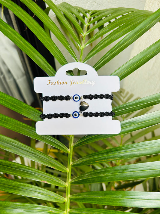 Evileye with magnetic heart couple bracelet