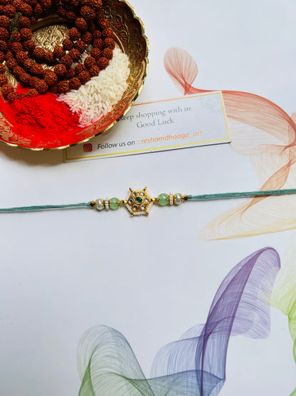 Green Kundan Rakhi